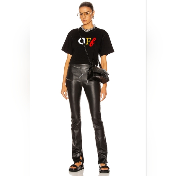 Off-White Tops - Offwhite Off Typo mixed cropped tee size xxs in great condition.